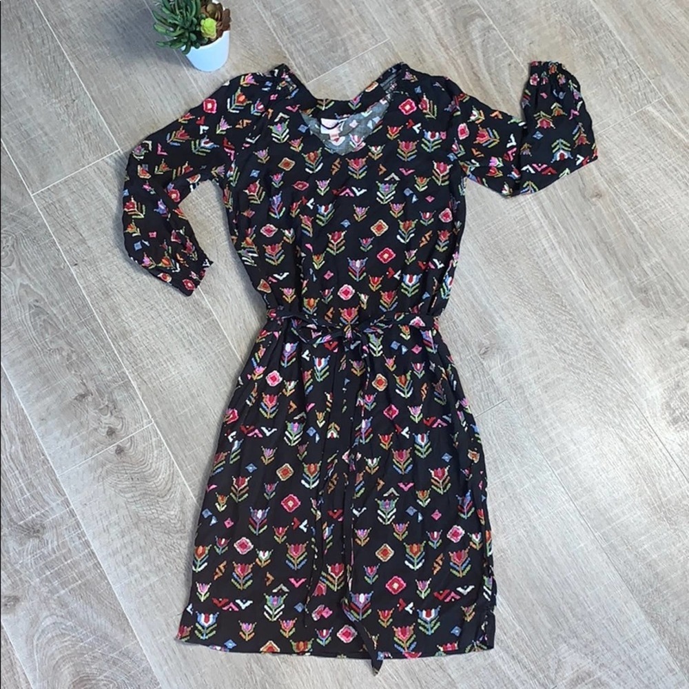 Leona Edmiston Ruby V-Neck Long Sleeve Floral Dress Size XXS